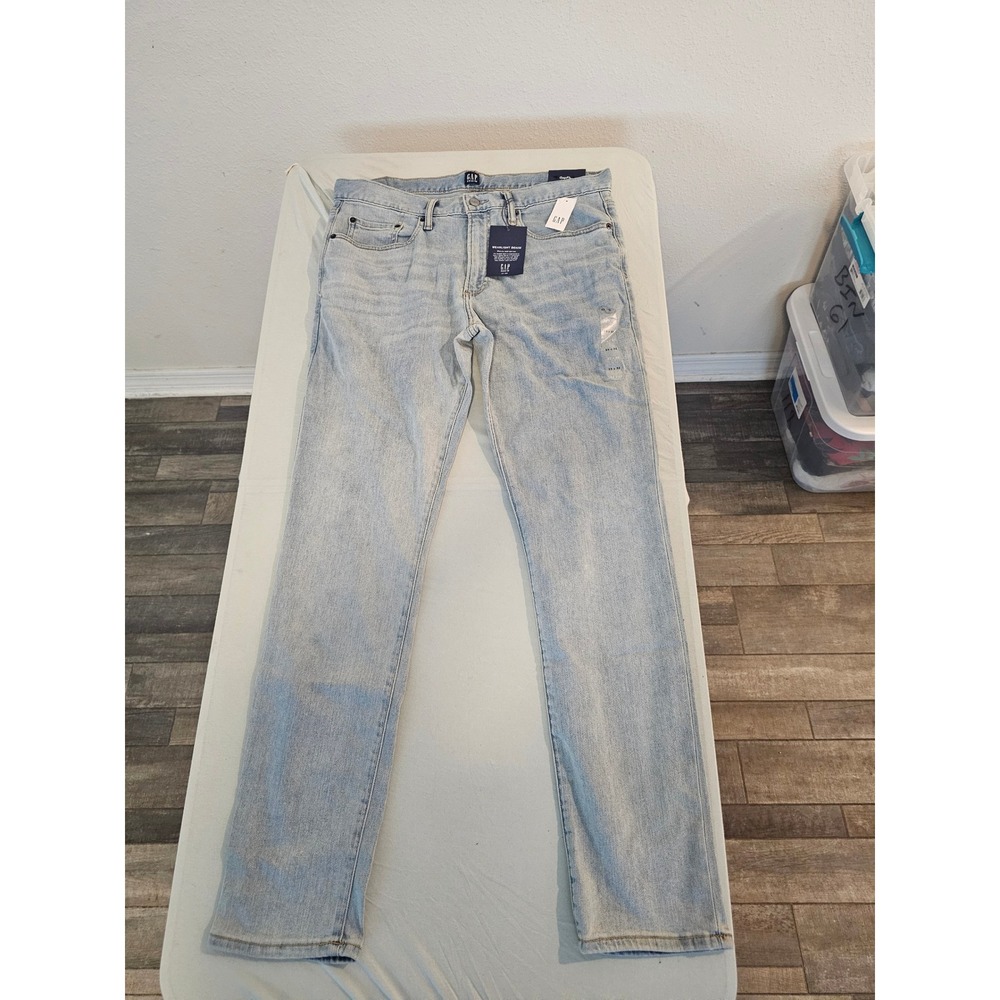 Gap Mens Skinny Wearlight Denim Jeans Light Wash GapFlex 33x32 New With Tags